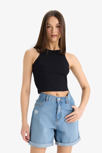 Slim Fit Camisole Halter Collar Tank Top Tank Top & Crop Top (٣)
