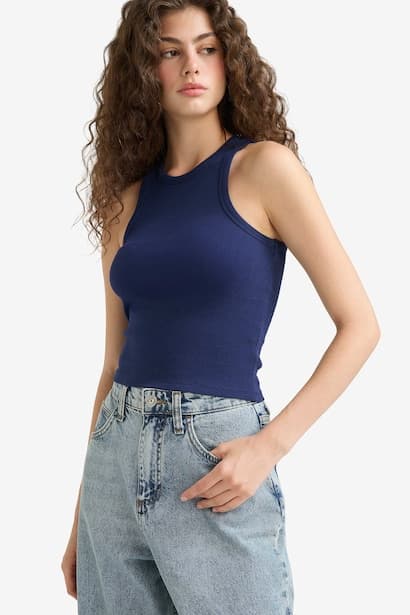 Slim Fit Camisole Halter Collar Tank Top Tank Top & Crop Top