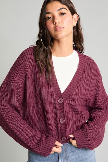 Regular Fit Basic Solid V-Neck Buttons Knit Cardigan
