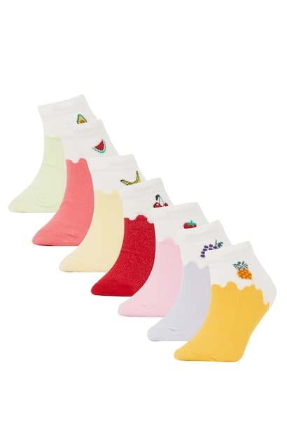 Girls' Cotton 7-Pack Short Socks