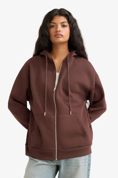 Oversize Zippered Hooded Sweatshirt Cardigan (٤)