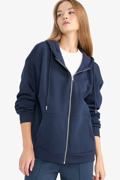 Oversize Fit Zip-Up Thick Hoodie Cardigan