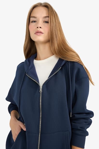 Oversize Fit Zip-Up Thick Hoodie Cardigan (٤)