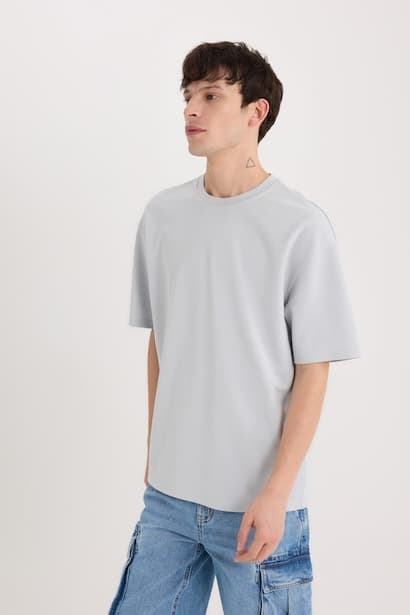 Oversize Crew Neck Short Sleeve Heavy Fabric T-Shirt (٤)