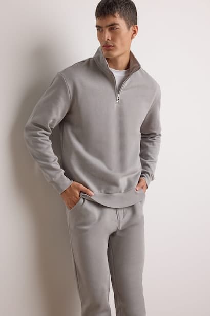Regular Fit Half Zip High Neck Basic Sweatshirt (٣)