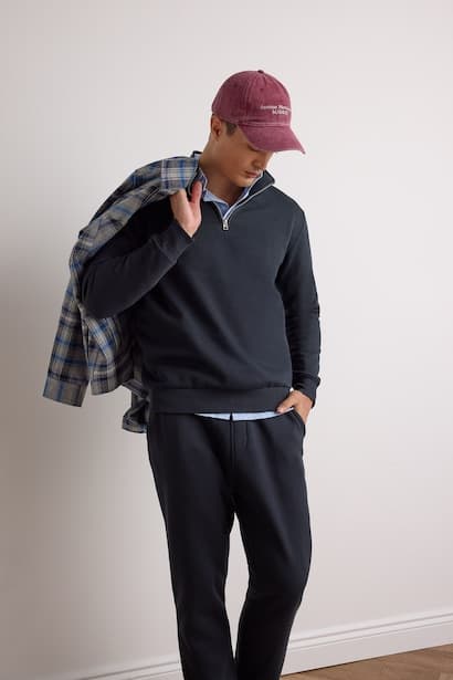 Regular Fit Half Zippered Basic Sweatshirt