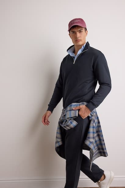 Regular Fit Half Zippered Basic Sweatshirt (٣)