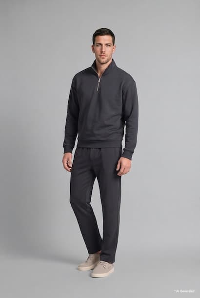 Regular Fit Basic High Neck Zip-Up Sweatshirt