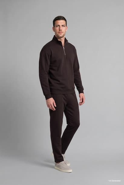 Regular Fit Basic High Neck Zip-Up Sweatshirt