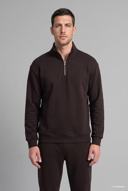 Regular Fit Basic High Neck Zip-Up Sweatshirt (٣)