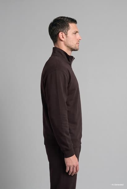 Regular Fit Basic High Neck Zip-Up Sweatshirt (٤)