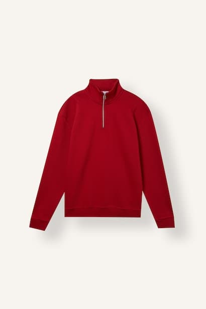 Regular Fit Stand Collar Half-Zip Basic Sweatshirt