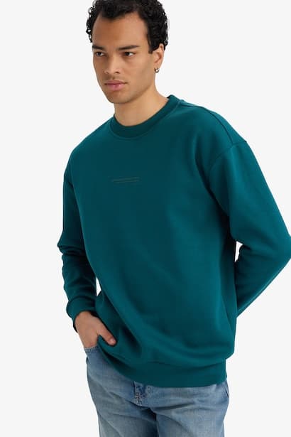 Boxy Fit Crew Neck Soft Inside Printed Sweatshirt (٣)