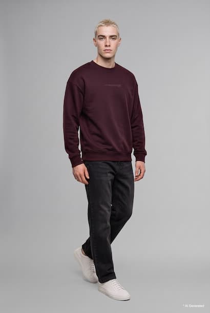 Boxy Fit Cotton Printed Fleece Lining Sweatshirt