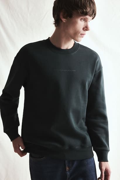Boxy Fit Cotton Printed Fleece Lining Sweatshirt
