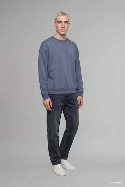 Boxy Fit Printed Crew Neck Sweatshirt