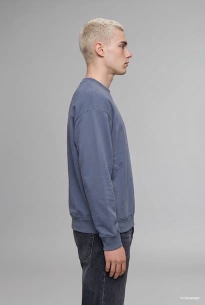 Boxy Fit Printed Crew Neck Sweatshirt (٣)