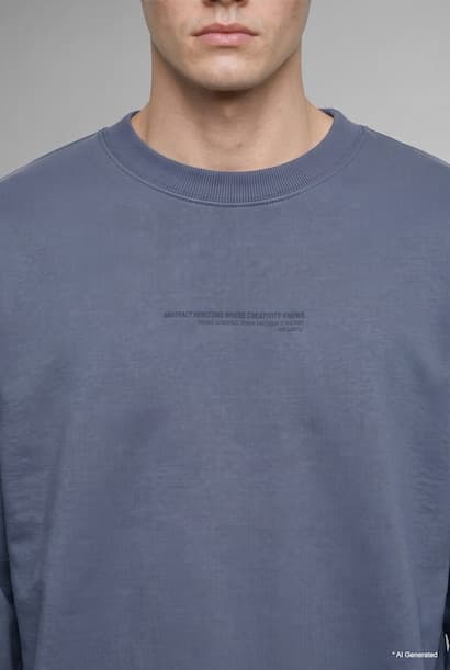 Boxy Fit Printed Crew Neck Sweatshirt (٤)