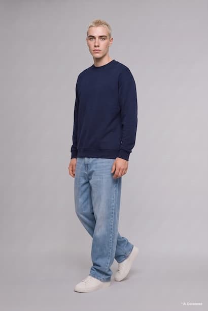 Boxy Fit Crew Neck Printed Sweatshirt