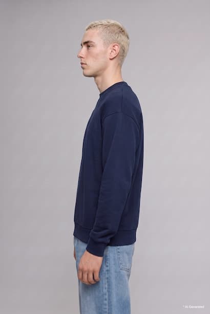 Boxy Fit Crew Neck Printed Sweatshirt (٣)