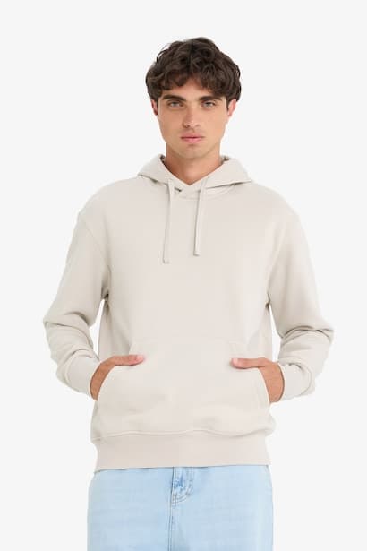 Regular Fit Basic Soft Fleece Lining Hoodie Sweatshirt (٣)