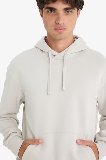 Regular Fit Basic Soft Fleece Lining Hoodie Sweatshirt (٤)