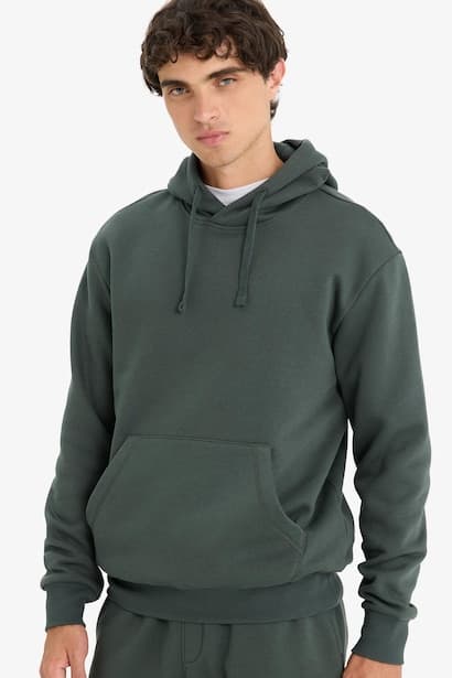 Regular Fit Soft Lining Basic Hoodie Sweatshirt