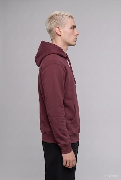 Regular Fit with Soft Fleece Lining and Kangaroo Pocket Hooded Basic Sweatshirt (٣)
