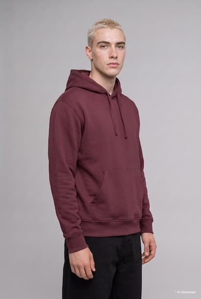 Regular Fit with Soft Fleece Lining and Kangaroo Pocket Hooded Basic Sweatshirt (٤)