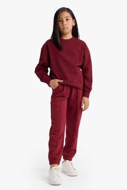 Girl Elastic Waist Basic Jogger Sweatpants Trousers (٣)