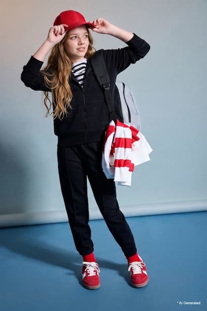 Girl Elastic Waist Pocket Jogger Sweatpants Trousers