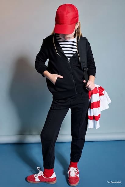 Girl Elastic Waist Pocket Jogger Sweatpants Trousers (٣)