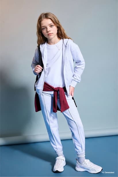 Girl Elastic Waist Jogger Sweatpants Trousers
