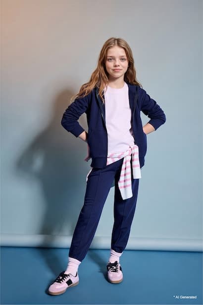 Girl Elastic Waist Pocket Jogger Sweatpants Trousers