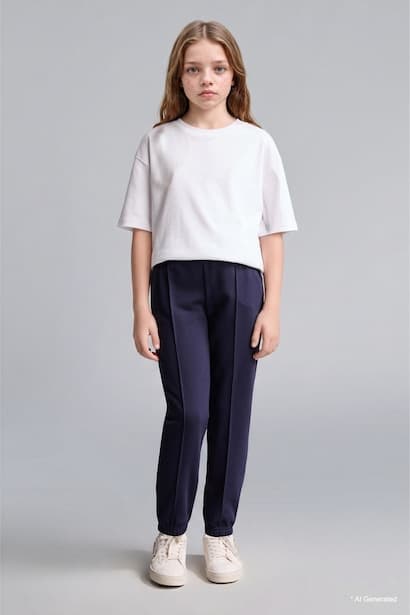 Girl Elastic Waist Pocket Jogger Sweatpants Trousers (٤)