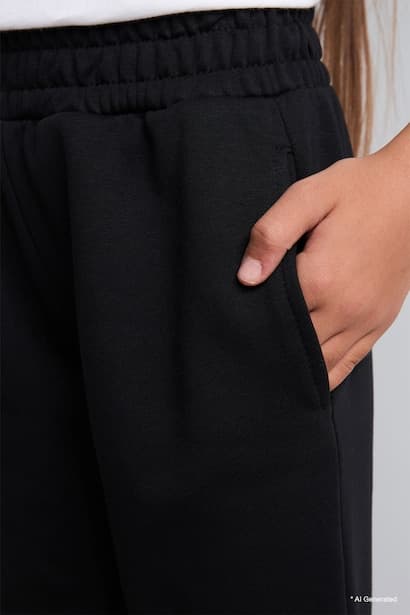 Girl Elastic Waist Pocket Jogger Sweatpants (4)