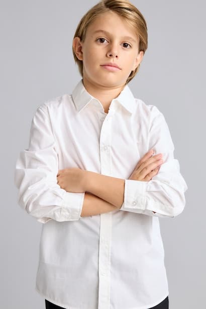 Boy Regular Fit Shirt Collar Poplin Long Sleeve Shirt