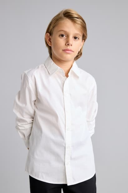 Boy Regular Fit Shirt Collar Poplin Long Sleeve Shirt (٣)