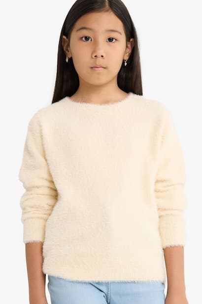 Girl Regular Fit Crew Neck Knit Pullover (٣)