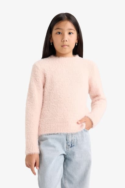 Girl Regular Fit Crew Neck Knit Pullover (4)