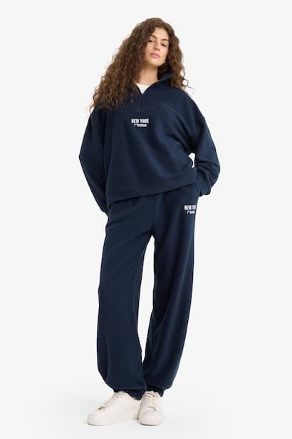 Standard Fit Tie Waist Fleece Sweatpants Trousers