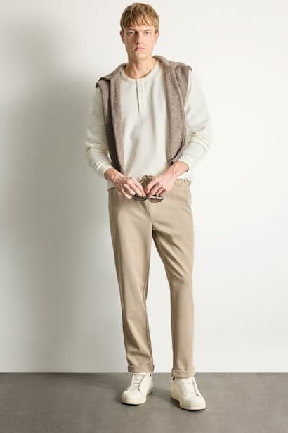 Tailored Fit Double Hem Trousers (٣)
