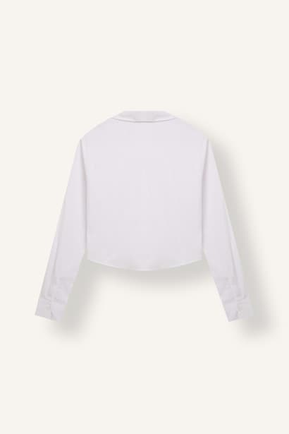 Fitted Bengaline Long Sleeve White Shirt (3)