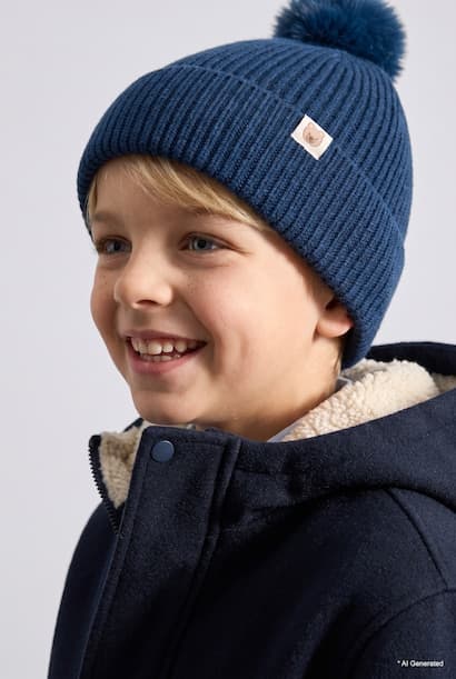 Baby Boy Knit Woven Label Beanie