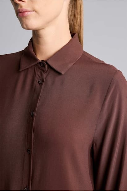 Regular Fit Shirt Collar Front Button Long Sleeve Tunic (4)
