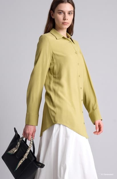 Regular Fit Shirt Collar Long Sleeve Tunic