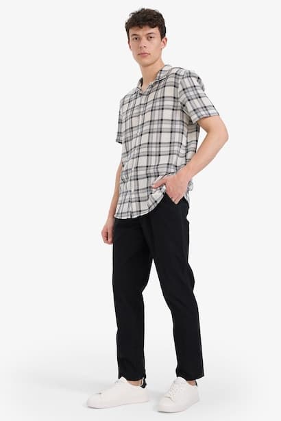 Cotton Jogger Fit Tie Waist Elastic Slim Leg Trousers