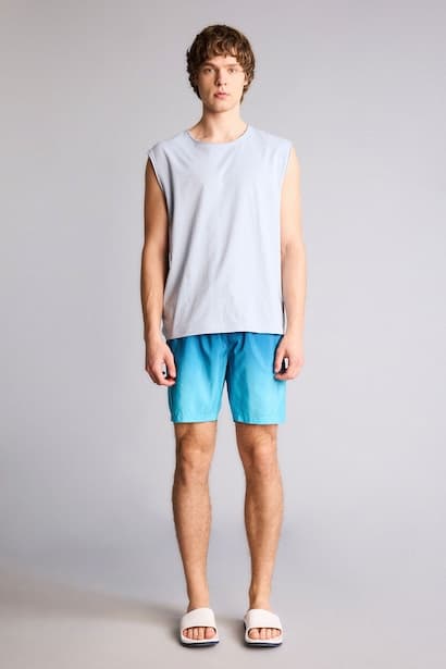 Regular Fit Mesh Lined Knee Length Swim Shorts