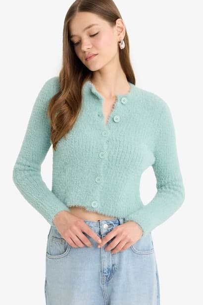 Slim Fit Crew Neck Knitwear Cardigan (٣)