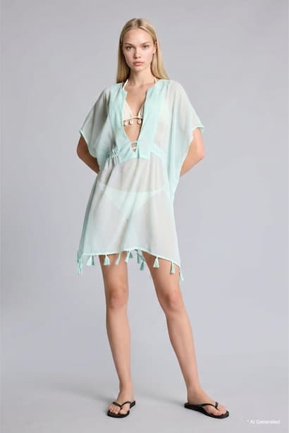 Regular Fit Chiffon Beachwear Woman Beach Wear